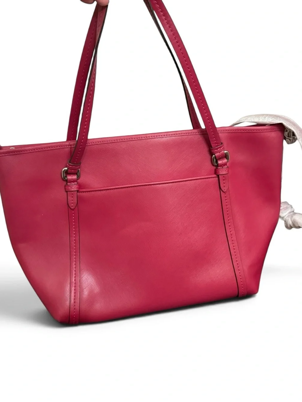Coach Peyton Magenta Pink Leather Large Pocket Tote W/ Crossbody Strap